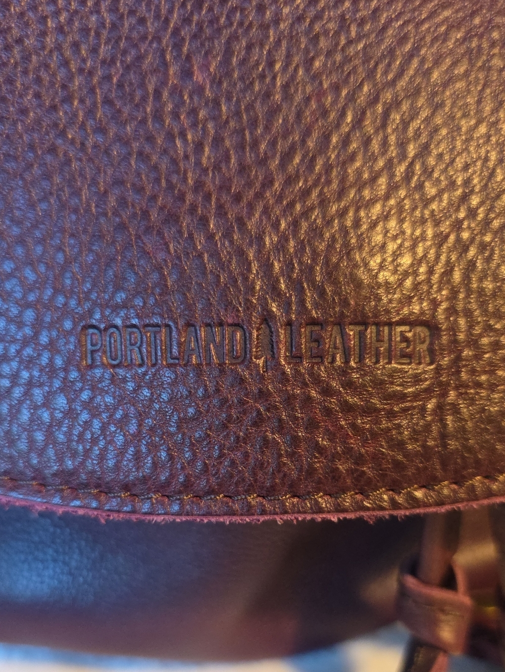 Portland Leather Burgandy Pebbled Leather Bucket Backpack